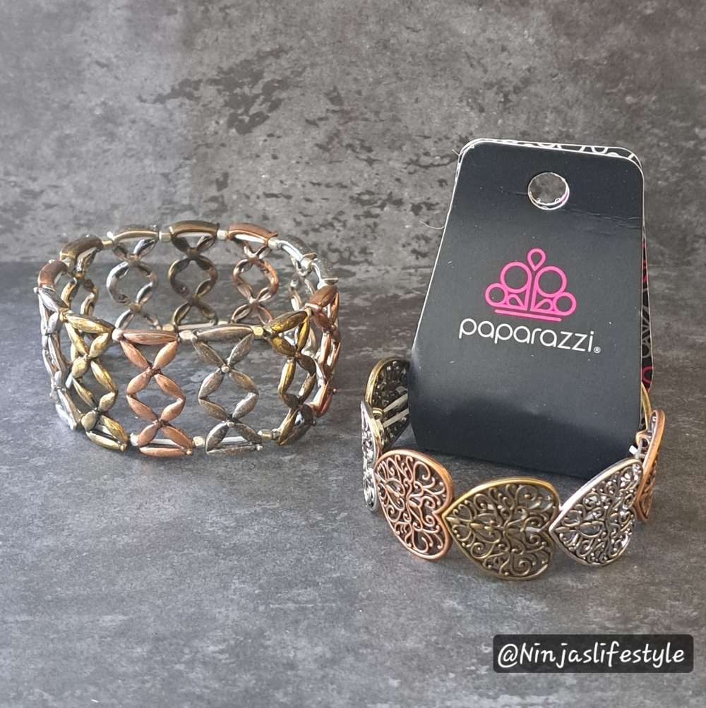 Tri-Tone Metal Stretch Bracelet Set